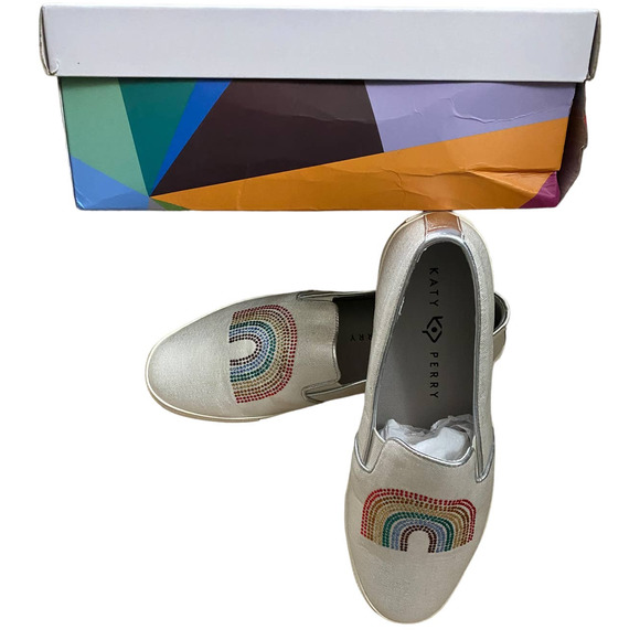 Katy Perry-The Kerry-Slip On Rainbow Sneaker-Size 9-New In Box-Canvas-Rainbow - Picture 2 of 9
